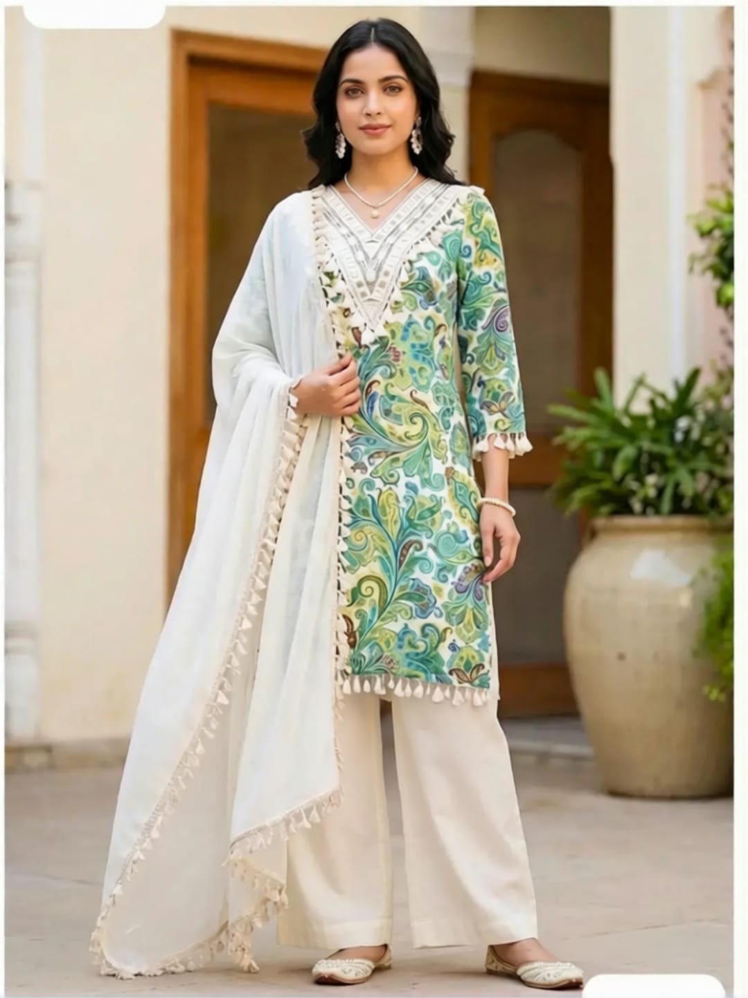 The Emerald Kalamkari Suit