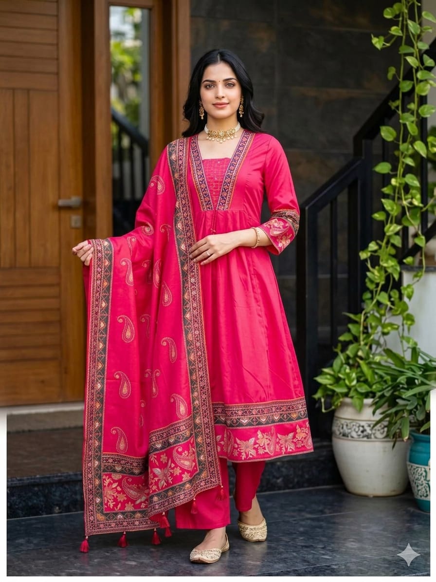Flared Kurta Set with Dupatta