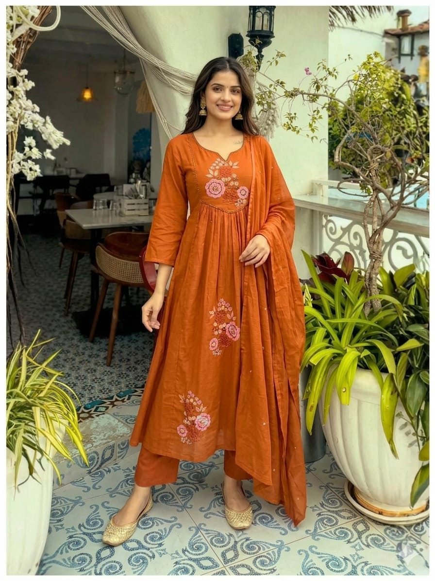 Saffron Sunset Embroidered Set