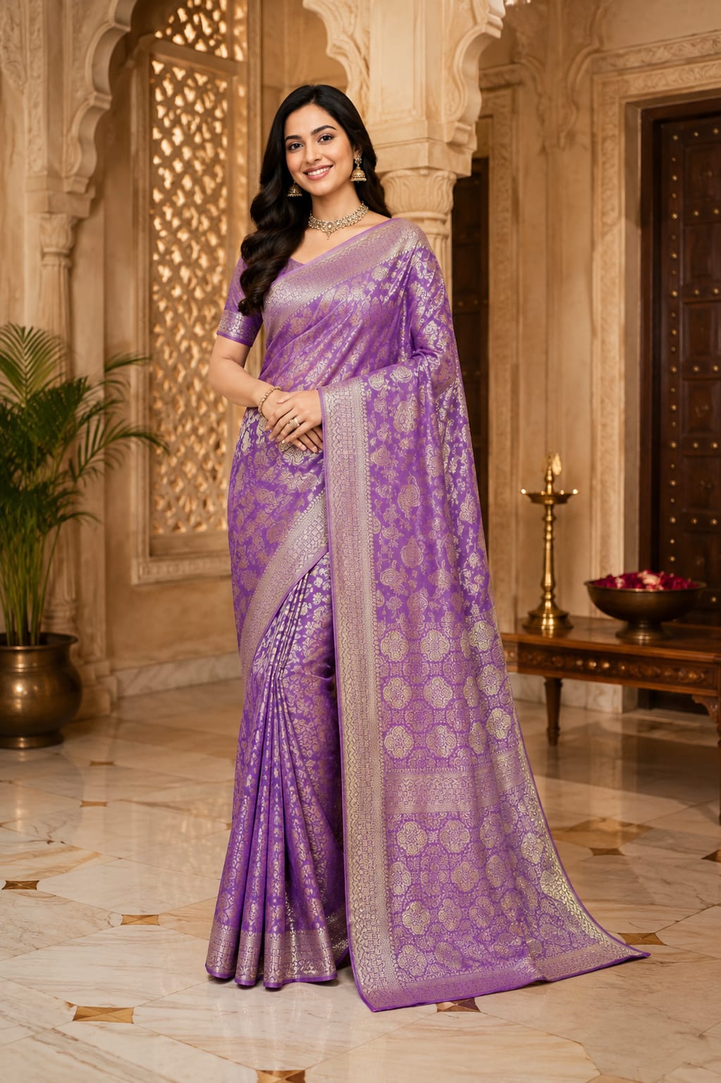 Lavender Zari Silk Saree