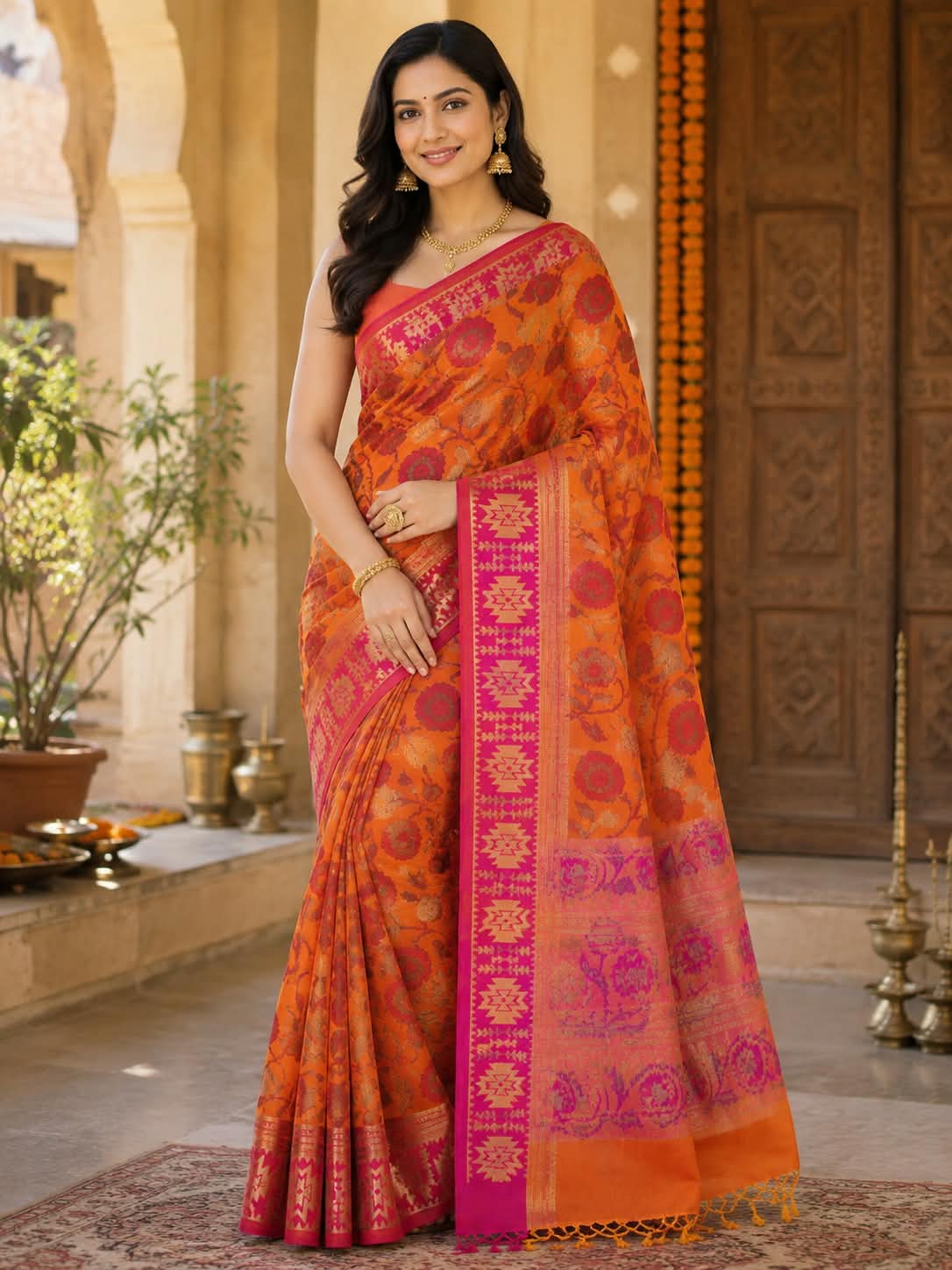 Kesariya Rani Silk Saree